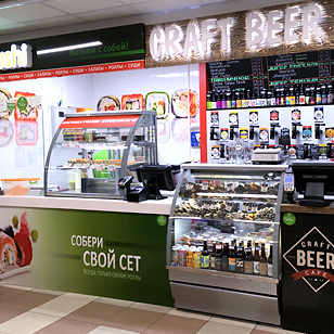 Магазины OKISUSHI и Craft Beer Cafe. Торговая мебель для магазинов суши