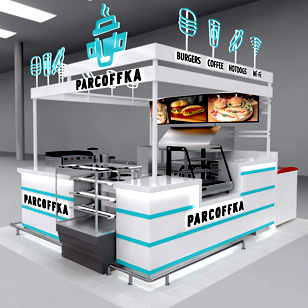 3Д-Визуализация Остров интернет-кафе Parcoffca